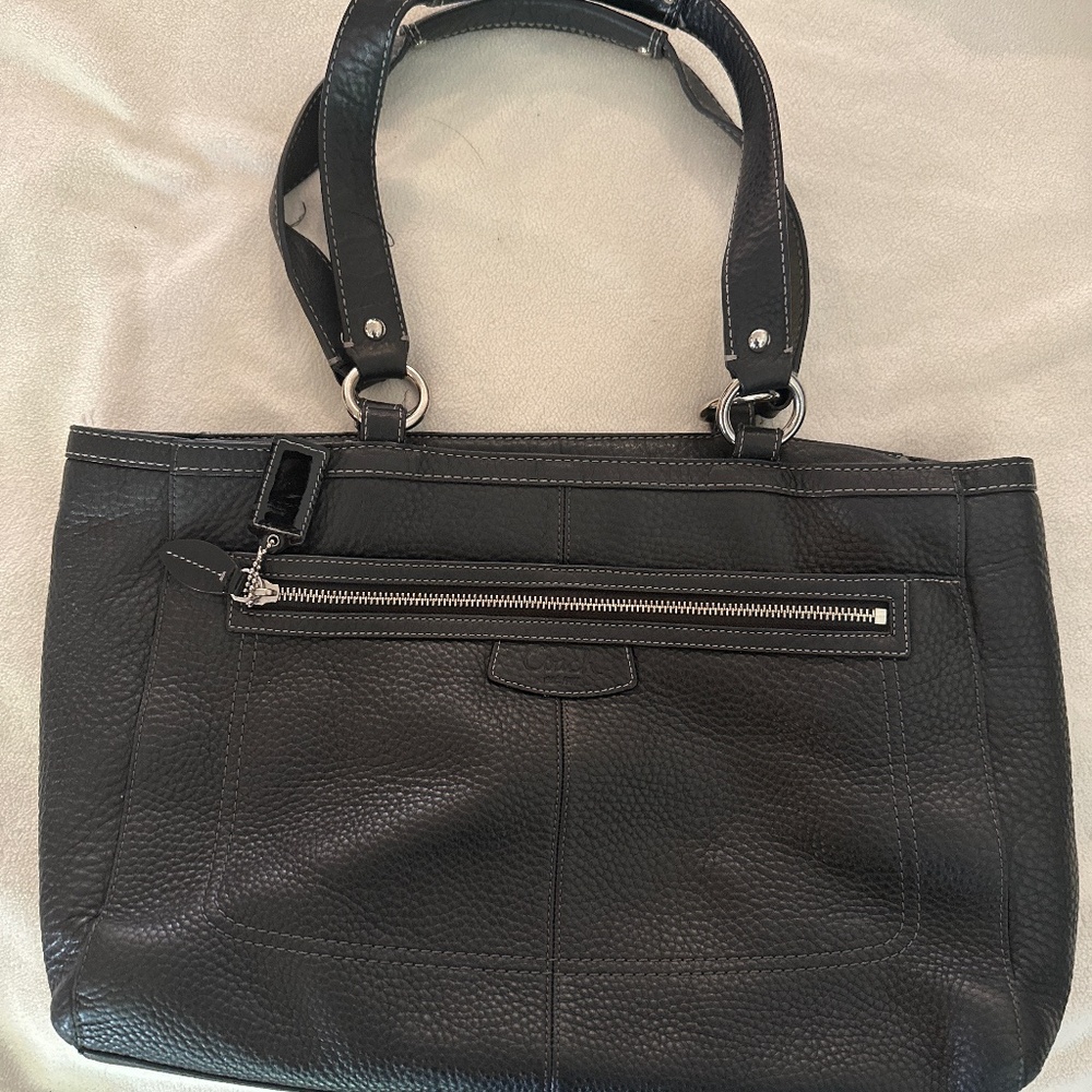 Large Coach Black Pebble Leather Bag
